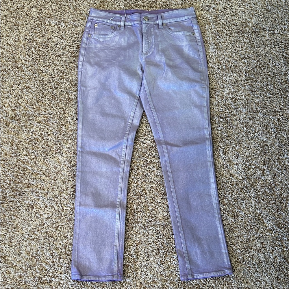 Ralph Lauren- Women’s Purple Label Coated Metallic Purple Jeans - Size 8